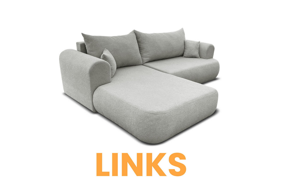 ECKSOFA BRAVO 280/180 in Bouclé Hellgrau links - Hellgrau, Holz/Holzwerkstoff (280/180cm) - Deine Möbel 24