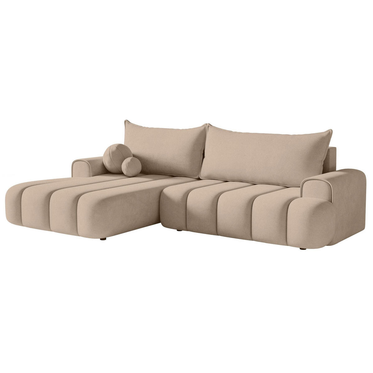 ECKSOFA Dandelino Beige mit Samtbezug, links - Champagner/Schwarz, Kunststoff/Textil (271/172cm) - Selsey