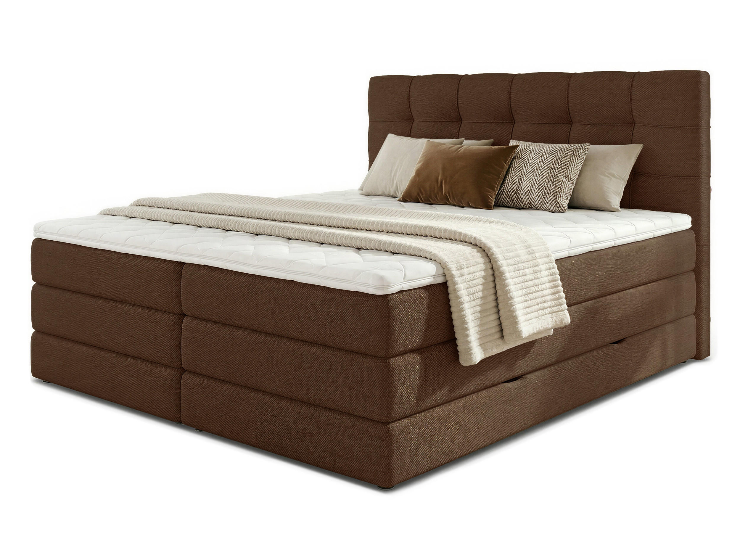 BOXSPRINGBETT Best Max - 140x200 - braun (Inari 24) - Schwarz/Braun, Holz/Holzwerkstoff (140/200cm) - Sofnet