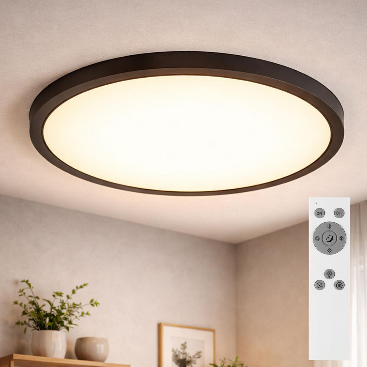 LED AUFBAU PANEL Schwarz - Schwarz, Metall (40/40/6.2cm) - Briloner