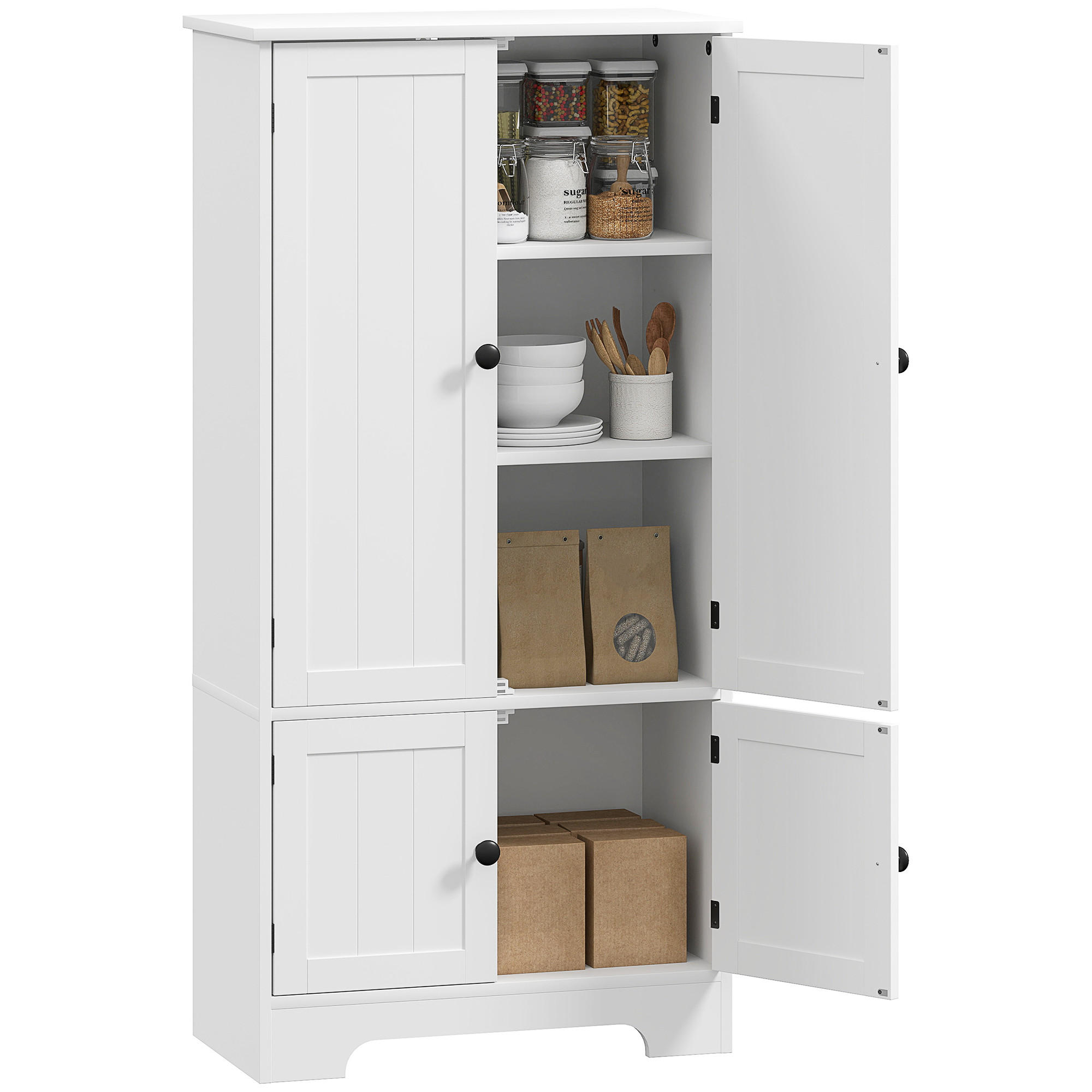 HIGHBOARD DE-11164 2 Schränke & verstellbarem Boden Weiß - Weiß, Holzwerkstoff (30/123/58.2cm) - ComfortXL