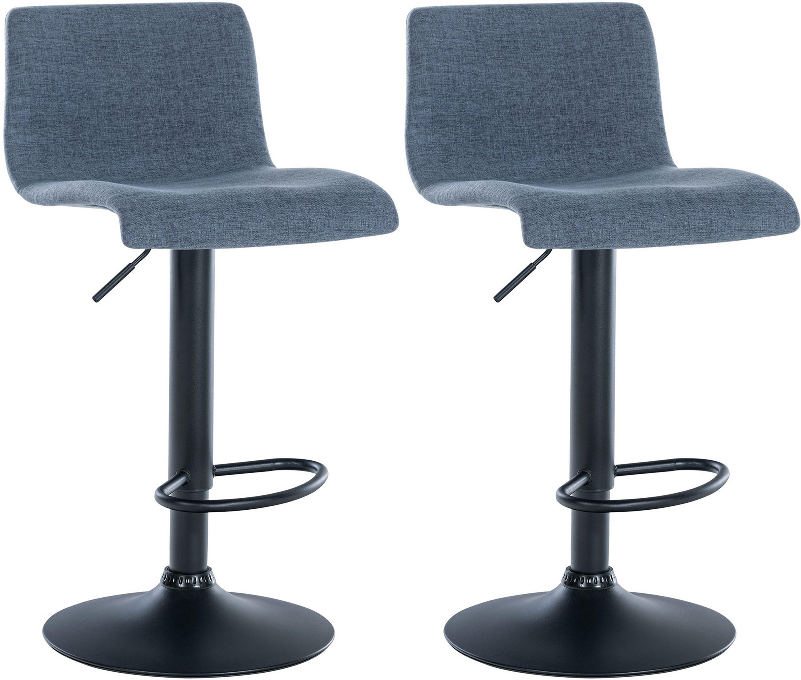 BARHOCKER 2er Set Brandon Stoff blau - Blau/Schwarz, Textil/Metall (39/104/36cm) - TPFLiving