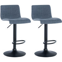 BARHOCKER 2er Set Brandon Stoff blau - Blau/Schwarz, Textil/Metall (39/104/36cm) - TPFLiving
