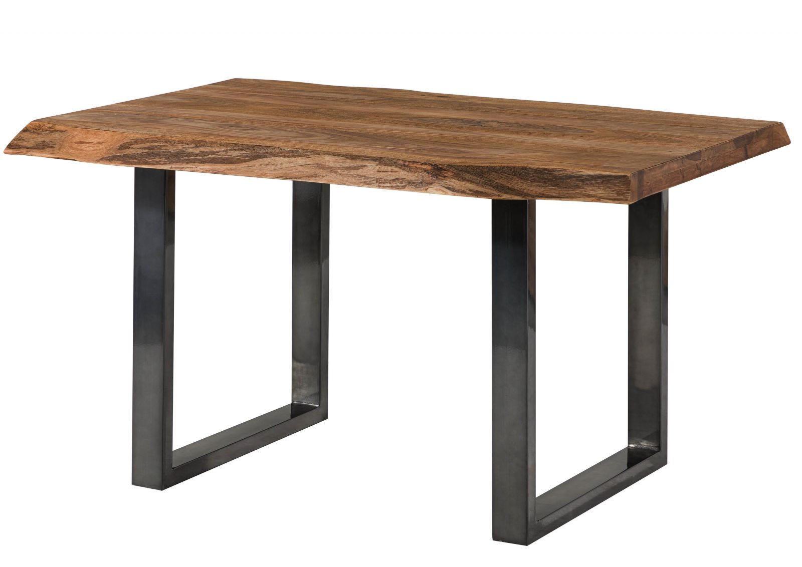 BAUMTISCH Sheesham 140x90x77 natur gebeizt / U-Beine anthrazit glänzend FREEFORM 5 - Anthrazit/Naturfarben, Holz (140/90/77cm) - Massivmoebel24