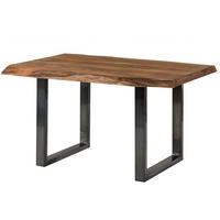 BAUMTISCH Sheesham 140x90x77 natur gebeizt / U-Beine anthrazit glänzend FREEFORM 5 - Anthrazit/Naturfarben, Holz (140/90/77cm) - Massivmoebel24