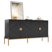 SIDEBOARD 162x40x80 cm, 4 Türen, Schwarz - Schwarz, Holz (162/80/40cm)