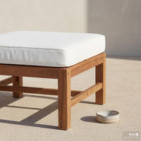 LOUNGEHOCKER - Akazie massiv / Polyester - Braun / Beige - Beige/Braun, Holz/Textil (60/40/60cm) - home24