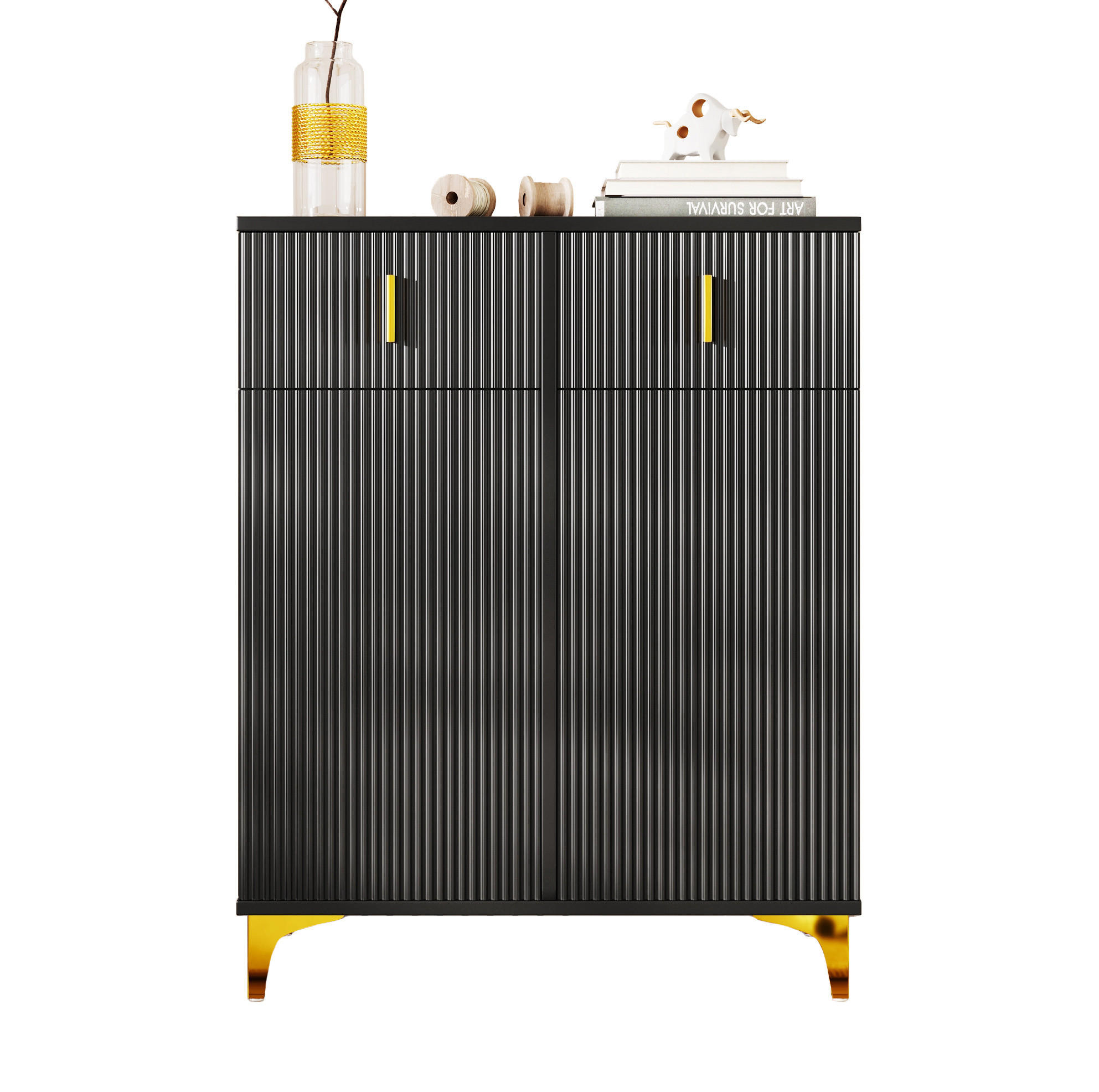 SIDEBOARD 83/35/101 cm in Schwarz mit 2 Türen und 2 Schubladen - Schwarz, Holzwerkstoff (83/101/35cm) - Flora Grace