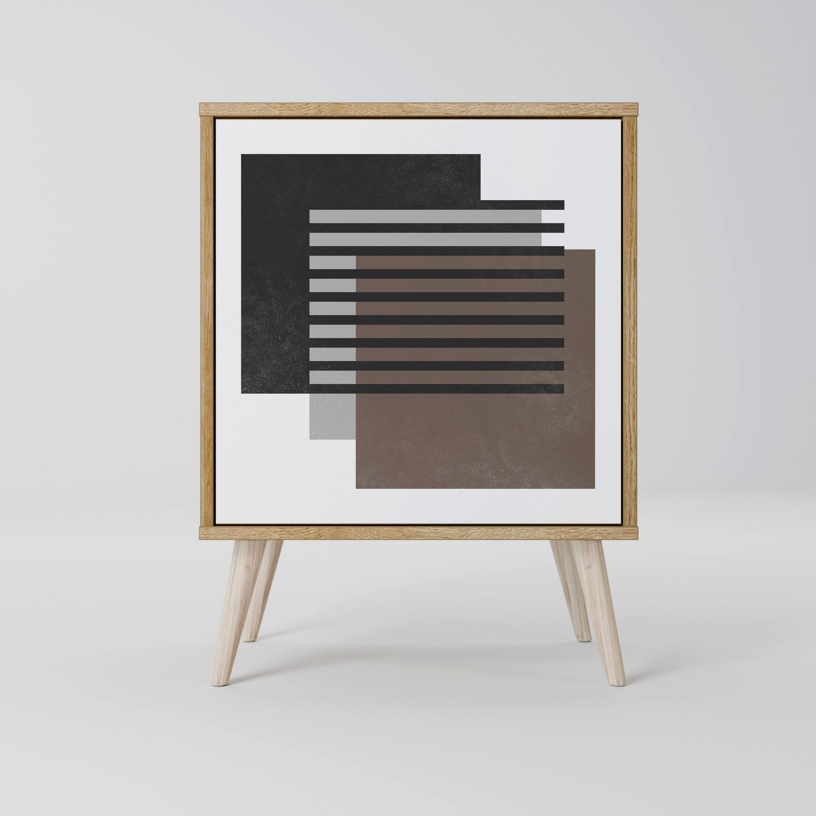 SIDEBOARD SHADOW SYNCHRONY, Eichefarben, 57,5x42x77,5 cm, Schräge Buchenholzfüße - Eichefarben/Buchefarben, Holzwerkstoff/Buchenholz (57.5/77.5/42cm) - SpaceRebels