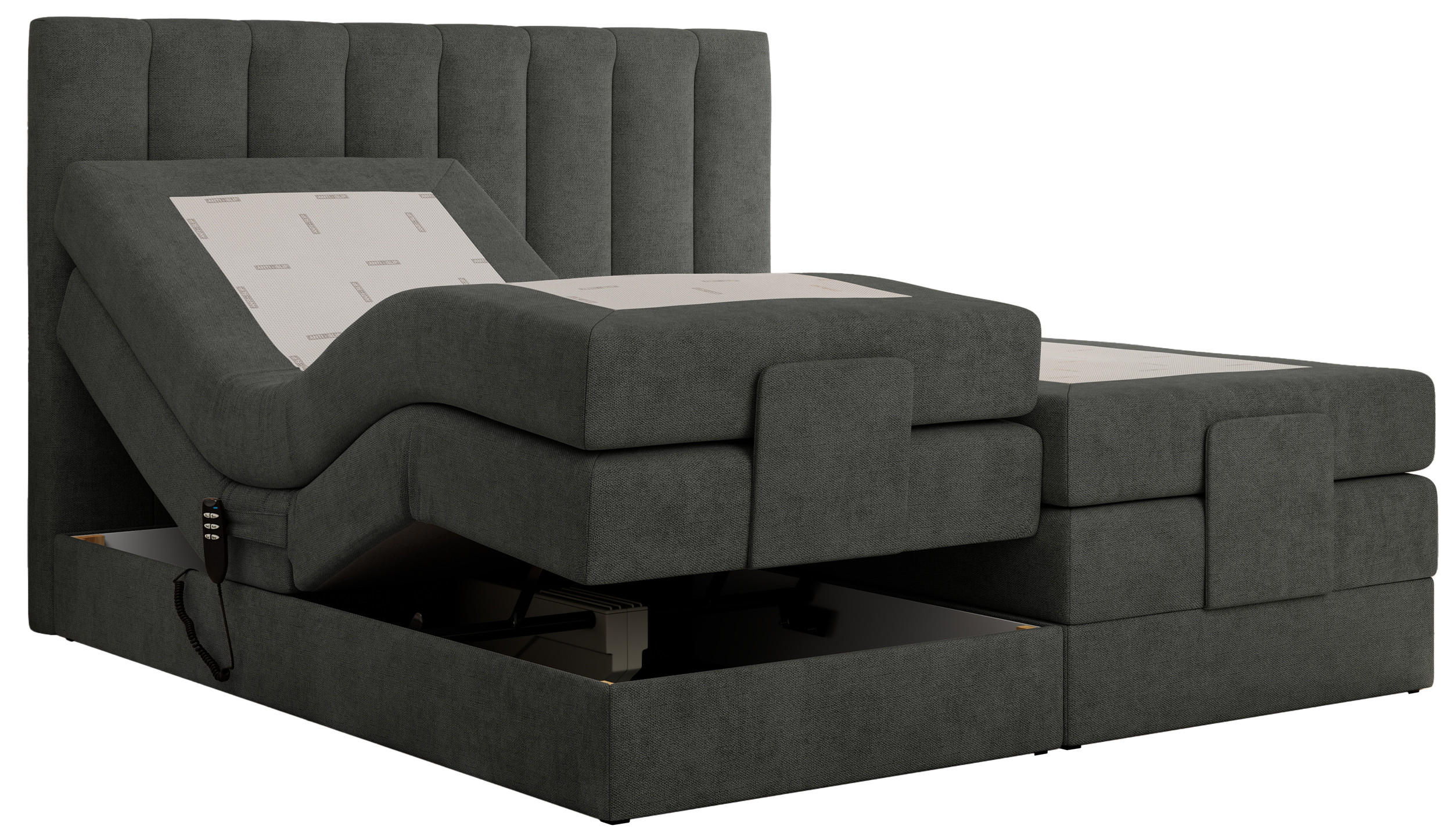 BOXBETT COMFORTO 140/200 - Dunkelgrau Struktur - H3 - Dunkelgrau, Holz/Textil (140/200cm) - MKS