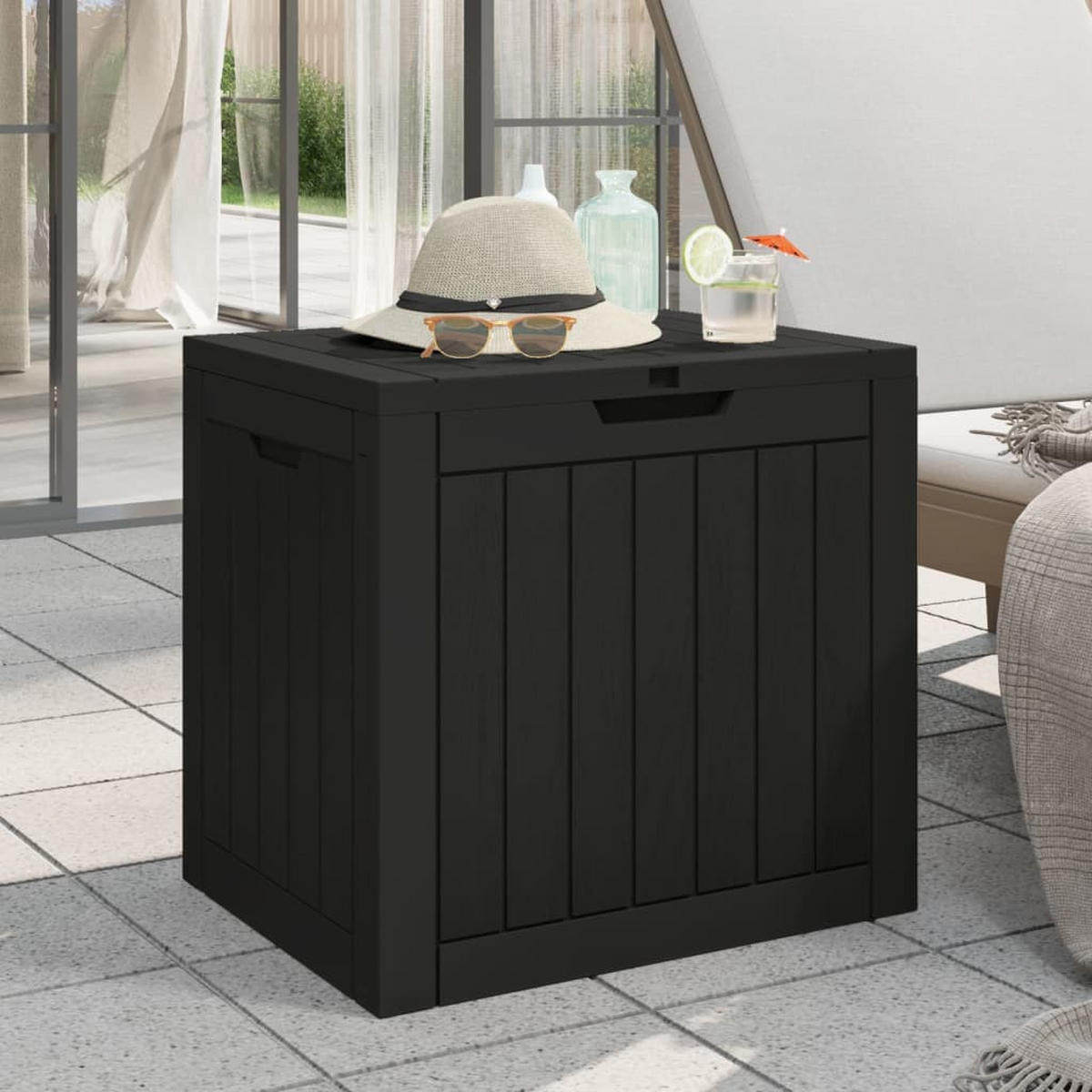 GARTENBOX Schwarz 55,5x43x53 cm Polypropylen - Schwarz, Kunststoff (43/53/55.5cm) - furnicato