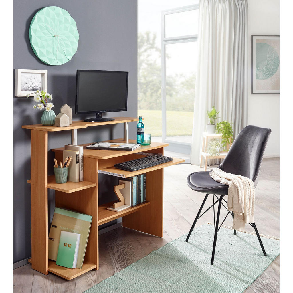 Thumbnail - Kadima Design Schreibtisch, Braun, Holz, Rechteckig,Rechteckig, Wange, 94x90x48 cm, Arbeitszimmer, Schreibtische, Büroti...