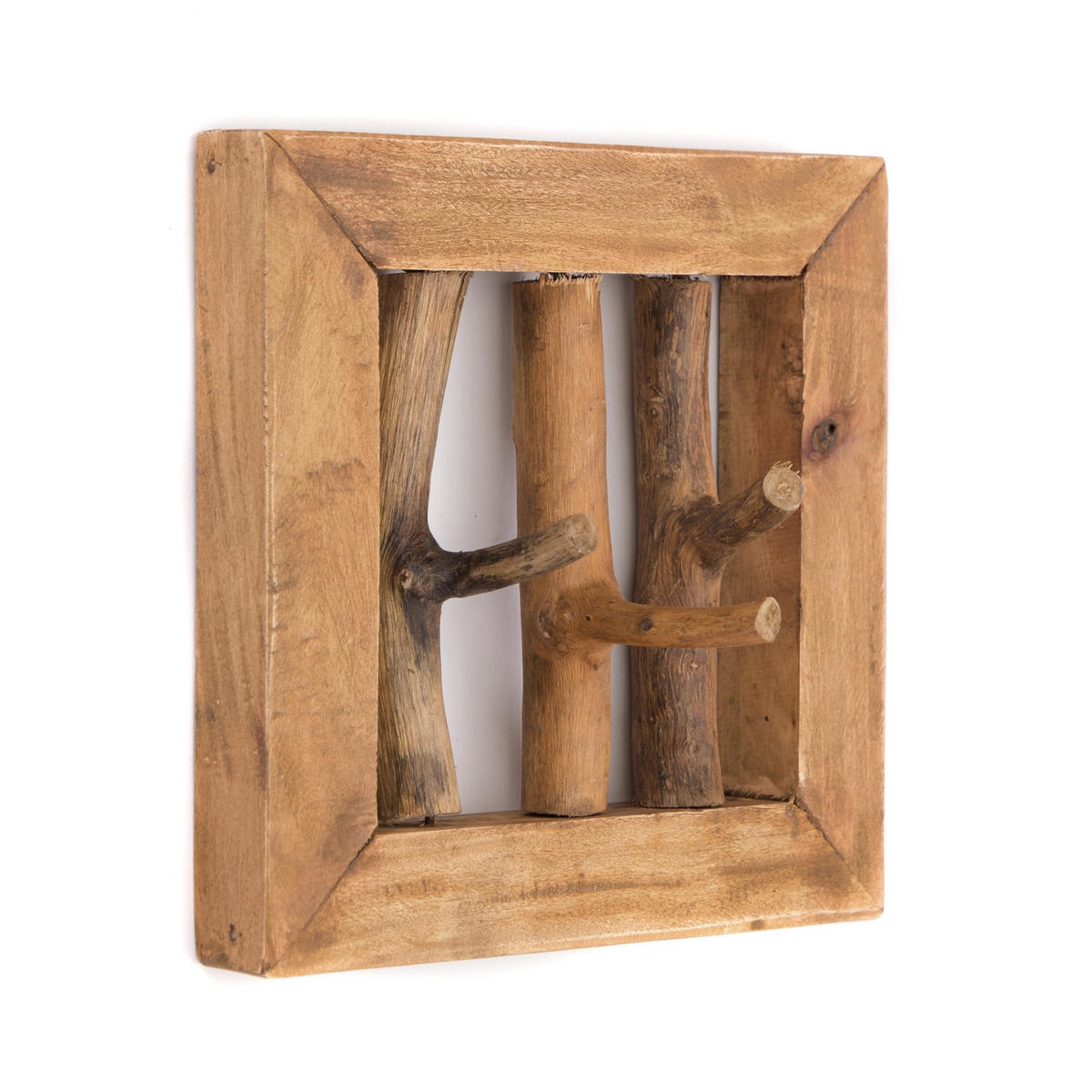 WANDGARDEROBE Leonor 25 Mahagoni Massivholz, 3 Haken naturfarben - Naturfarben, Holz (11/25/25cm) - CREEDWOOD