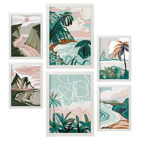 POSTER Set Mit 6 Küstenlandschaft Größe A3 & A4 Weißer Rahmen - Weiß, Papier (29.7/1cm) - Nacnic