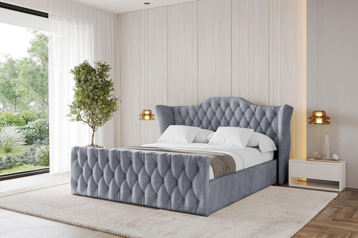 POLSTERBETT mit Bettkasten, Fußteil und Lattenrost, Boxbett ohne Matratze - ZORAN-Z 120x200 Grau - Grau, Holzwerkstoff/Textil (120/200cm) - ALTDECOR