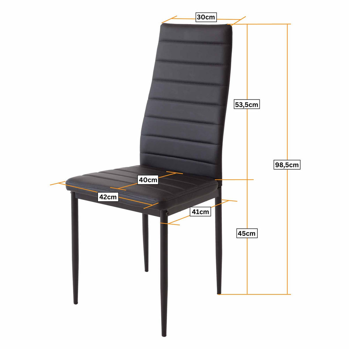 STUHL MILANO Lederimitat Metallbeine 4er Set Braun - Braun, Kunststoff/Metall (42/98/43cm) - Albatros