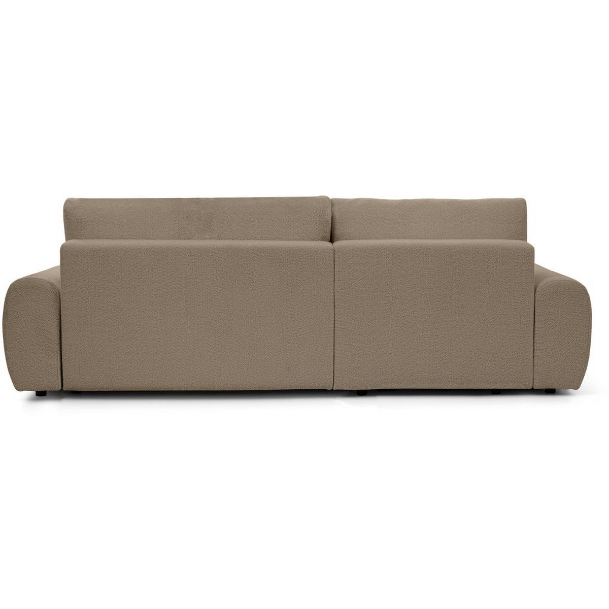 ECKSCHLAFSOFA Oliver im Bouclé-Gewebe, Hellbraun, links - Hellbraun/Schwarz, Textil (266/160cm) - Beautysofa