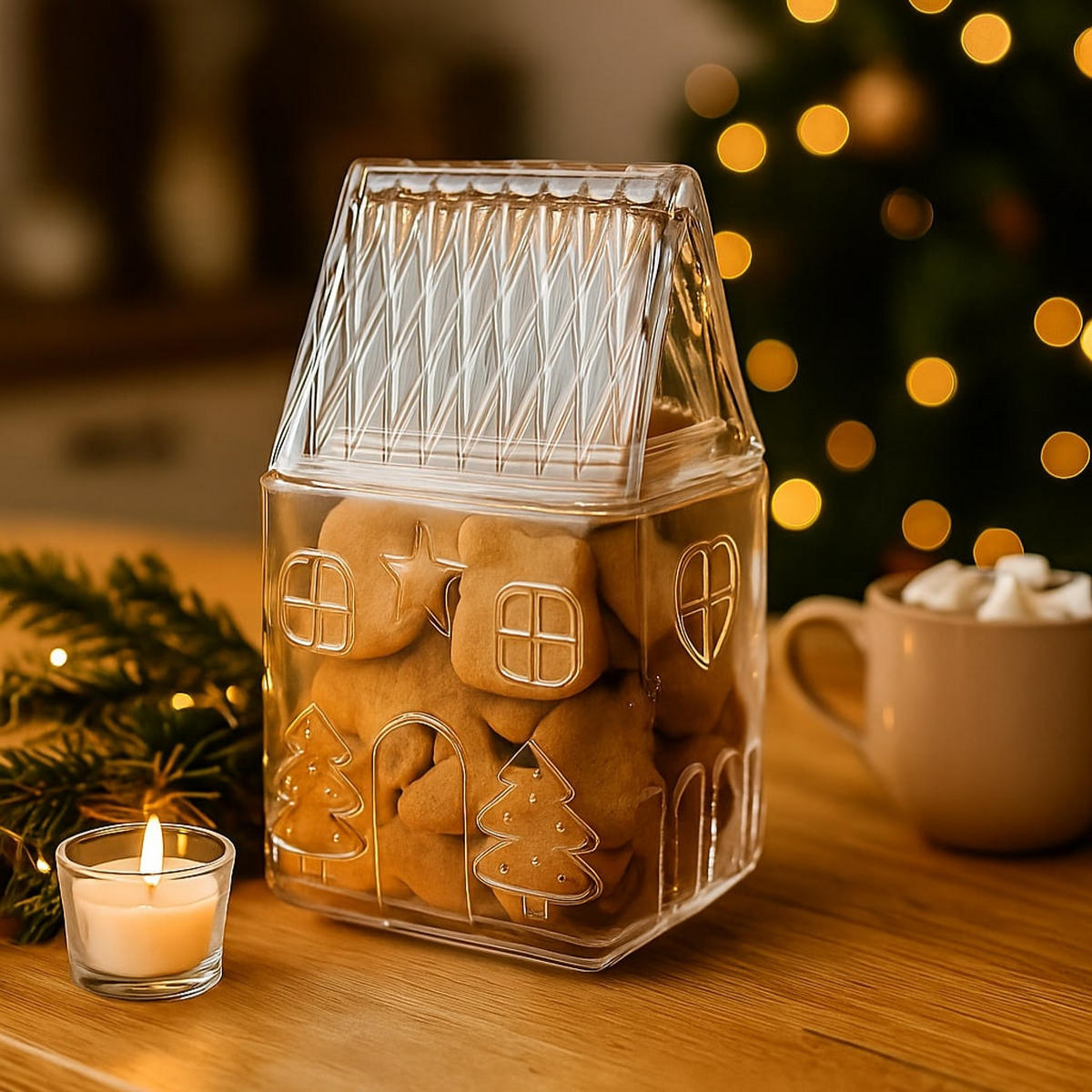 GLASBEHÄLTER Weihnachtsmotiv 1,5 L - Transparent, Glas (11/22/13cm) - Excellent Houseware