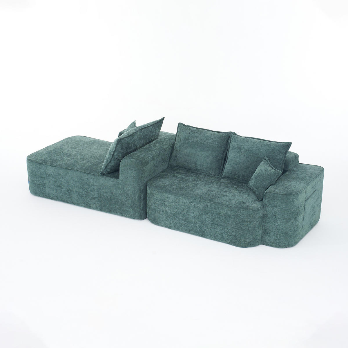 ECKSOFA 262/144/65 cm grün aus Chenille mit Chaiselongue und modularem Design - Grün, Textil (144/262cm) - OKWISH