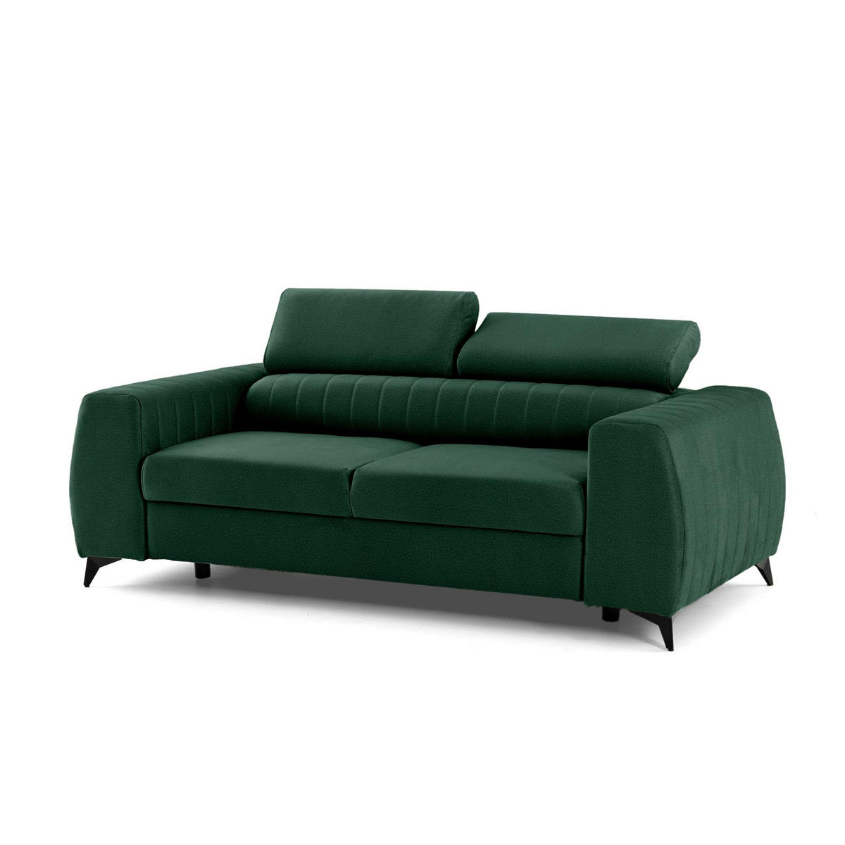 2-SITZER-SOFA PIERO 206 cm Velours Dunkelgrün - Dunkelgrün/Schwarz, Holz/Textil (206/95/100cm) - Muffo