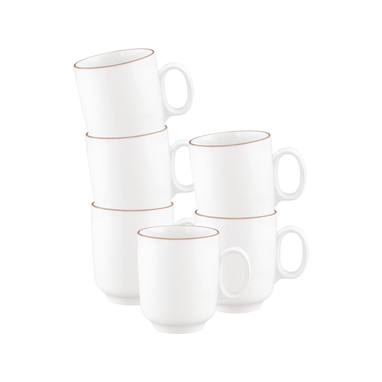 BECHER MIT HENKEL Sento Home Pure Lines Cocoa Brown 400 ml 6er Set - Hellbraun, Keramik (0.4L) - Seltmann Weiden