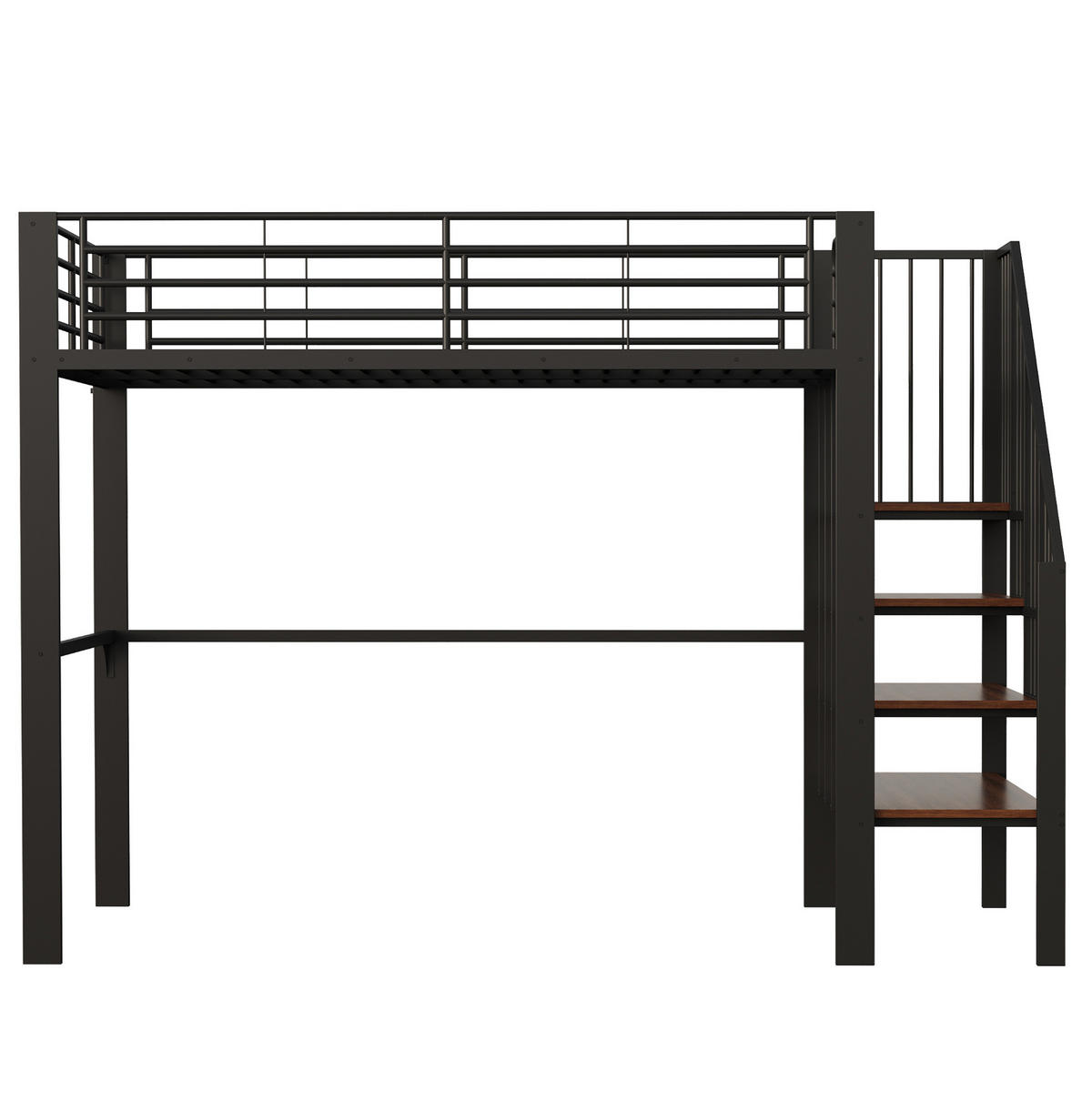 HOCHBETT 140/200 cm Schwarz Metall mit Stauraum und Treppe - Schwarz, Metall (140/200cm) - OKWISH