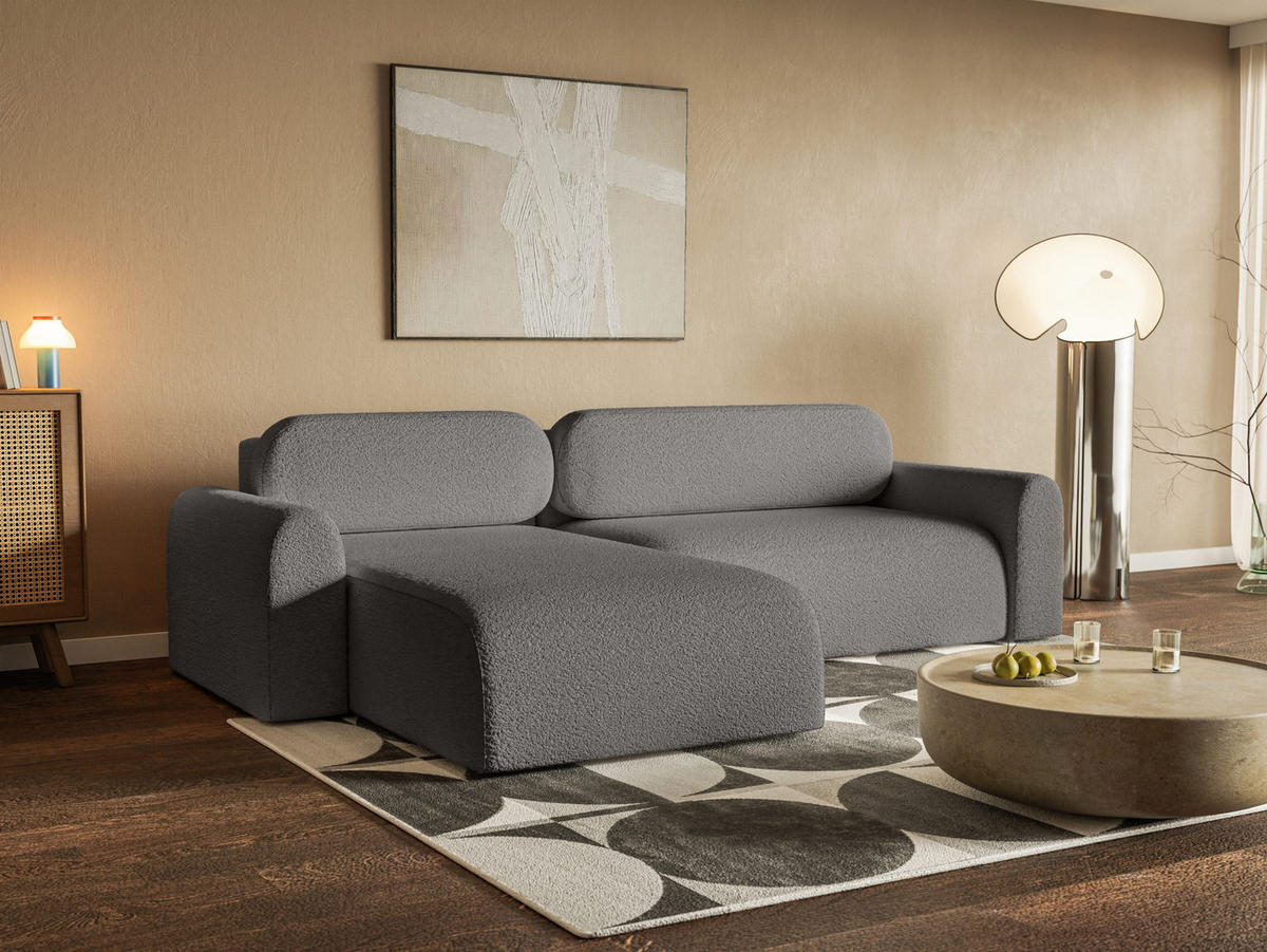 ECKSOFA Lome L mit Schlaffunktion, Graphit - Graphitfarben, Textil (286/185cm) - Fedve