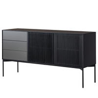 SIDEBOARD - Echtholzfurnier - Eiche Schwarz - Eichefarben/Schwarz, Holz/Holzwerkstoff (160/82/45cm) - home24