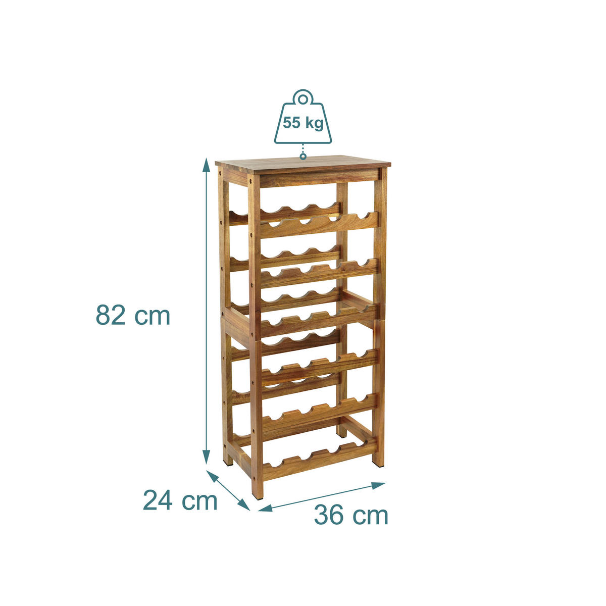 WEINREGAL - Hellbraun, Holz (24/82/36cm) - Relaxdays