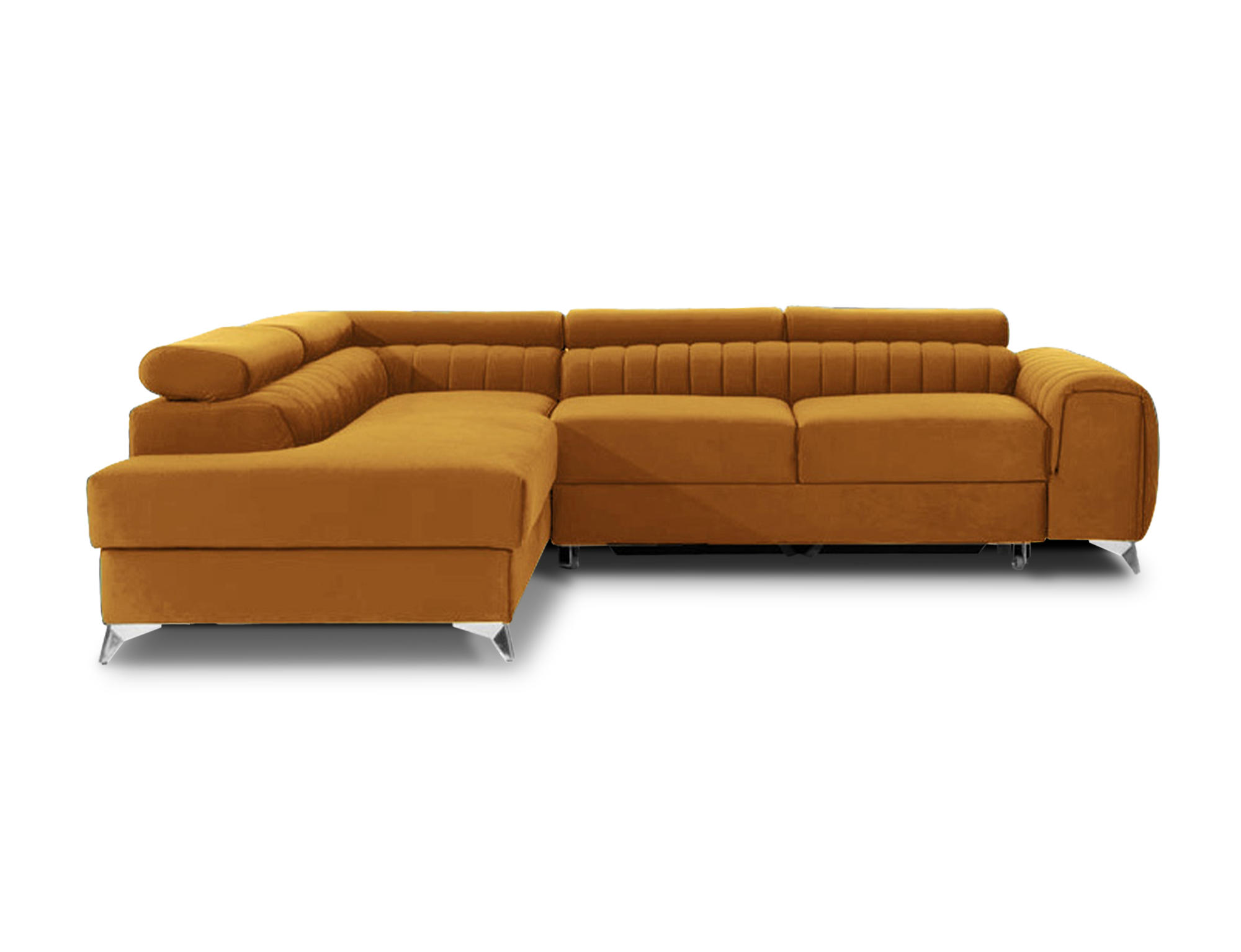 ECKSOFA Laurence mit Schlaffunktion & Bettkasten – 278 x 205 cm, verstellbare Kopfstützen - Gelb, Kunststoff (278/205cm) - Wohnideebilder