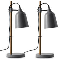 TISCHLAMPE HALI 2-er Set, Grau - Grau, Metall (16/16/49cm) - KONSIMO®