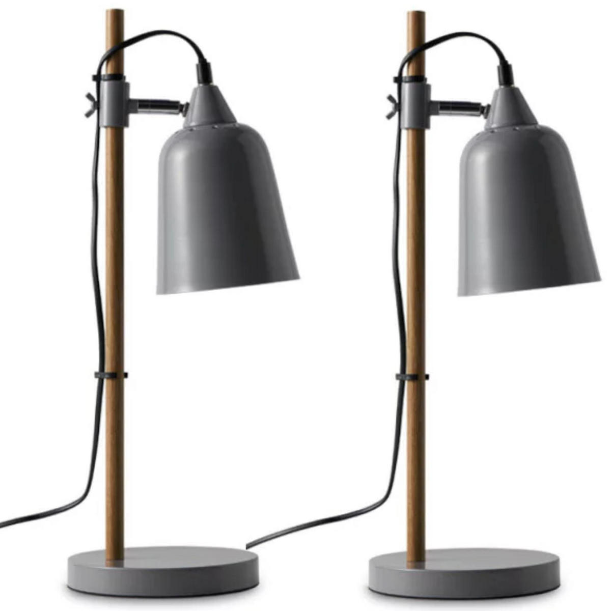 TISCHLAMPE HALI 2-er Set, Grau - Grau, Metall (16/16/49cm) - KONSIMO®