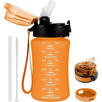 TRINKFLASCHE Kinder 350 ml mit Strohhalm und Zeitmarkierung Orange - Orange, Kunststoff (6.5/6.5cm)