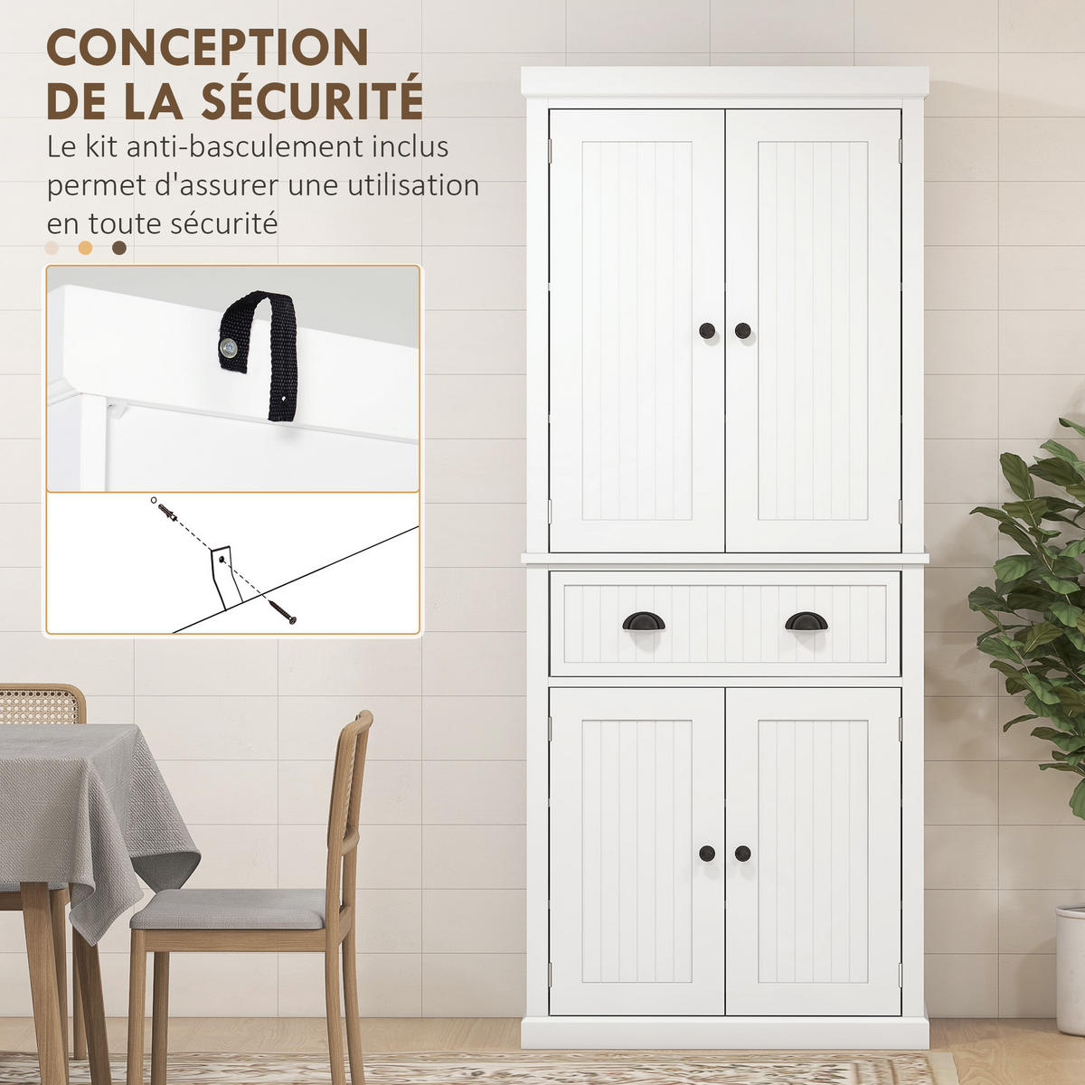 HIGHBOARD DE-11214 4 Türen Weiß - Weiß, Holzwerkstoff (40.2/183/76.2cm) - ComfortXL