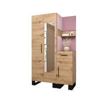 GARDEROBEN-SET 196/116/45,6 - Pink/Schwarz, Holz/Kunststoff (116/196/45.6cm) - Abiks Möbel