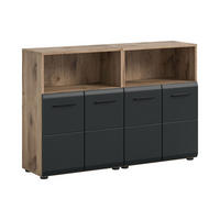 BAD-SET ICE 2-tlg . (B/H/T: ca. 120/80/30 cm) in Nox Oak Nachbildung/schwarz matt - Eichefarben, Holz (120/80/30cm)