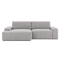 ECKSOFA Lennon aus Hellgrau Strukturstoff mit Schlaffunktion und Bettkasten - Hellgrau/Schwarz, Holz/Kunststoff (137/264cm) - S-Style