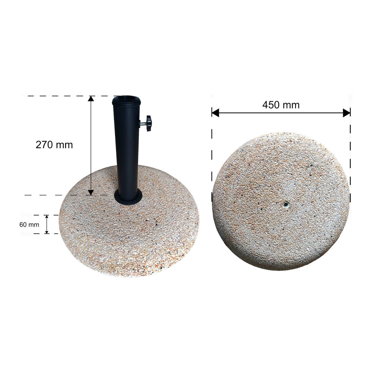 SONNENSCHIRMSTÄNDER Bitritto - Beige, Stein (45/45cm) - casa.pro