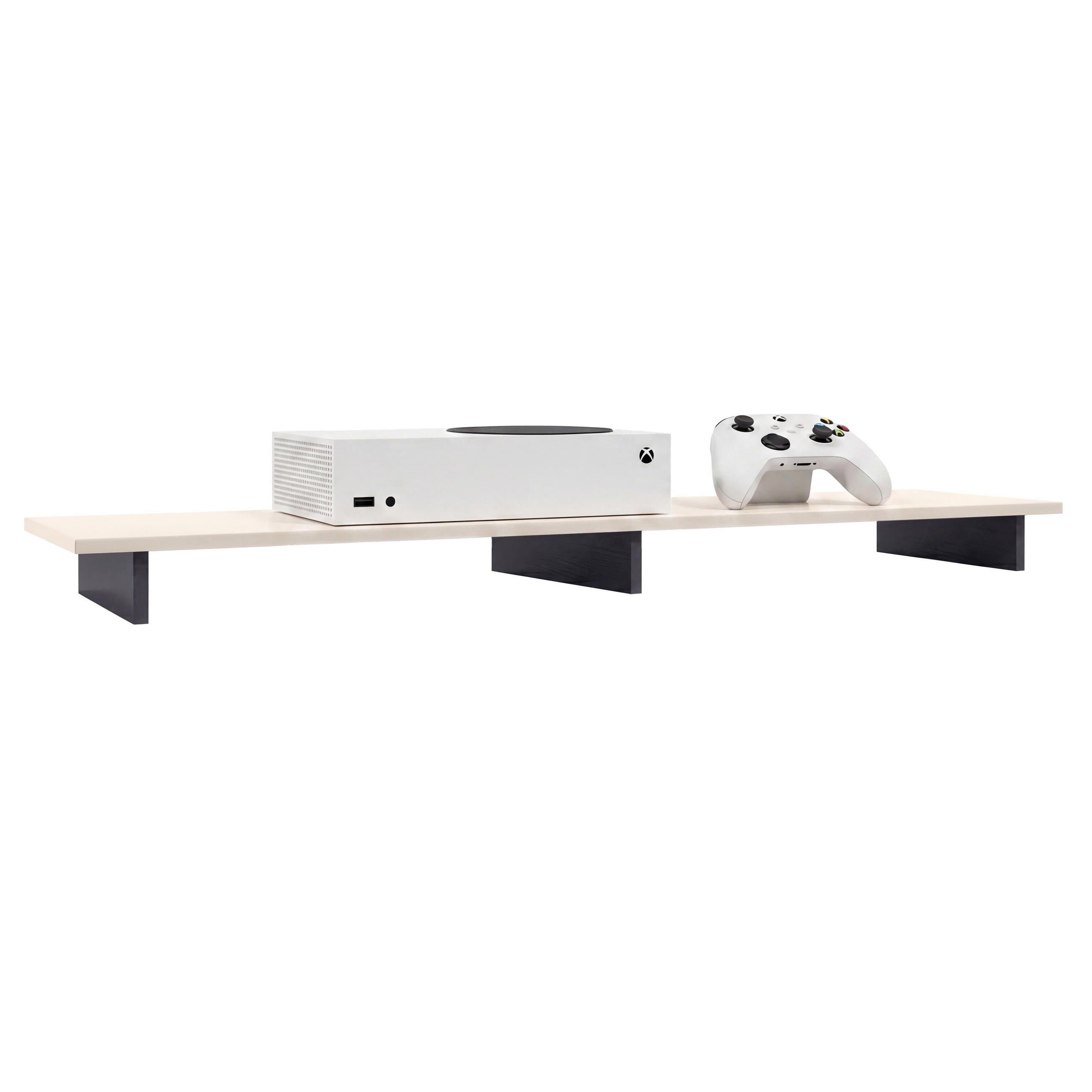 TVAUFSATZ Game Schwarz matt / Creme Hochglanz - Creme/Schwarz, Holzwerkstoff (138.5/9.5/34.5cm) - Vladon