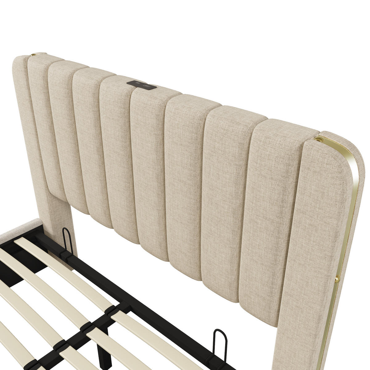 STAURAUMBETT 140/200 cm DE-00292, in Beige, hydraulisch - Beige, Metall (140/200cm) - ComfortXL