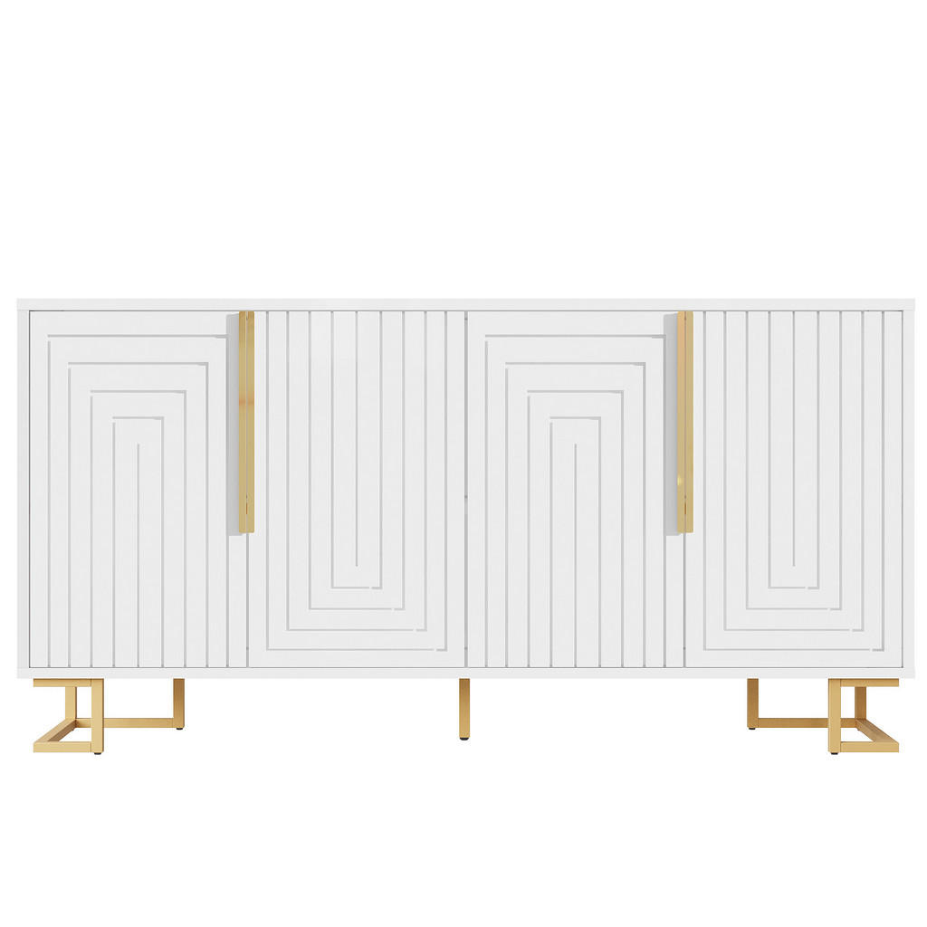 FLIEKS KOMODA Bílá 152cm Geometrický design Zlaté úchyty