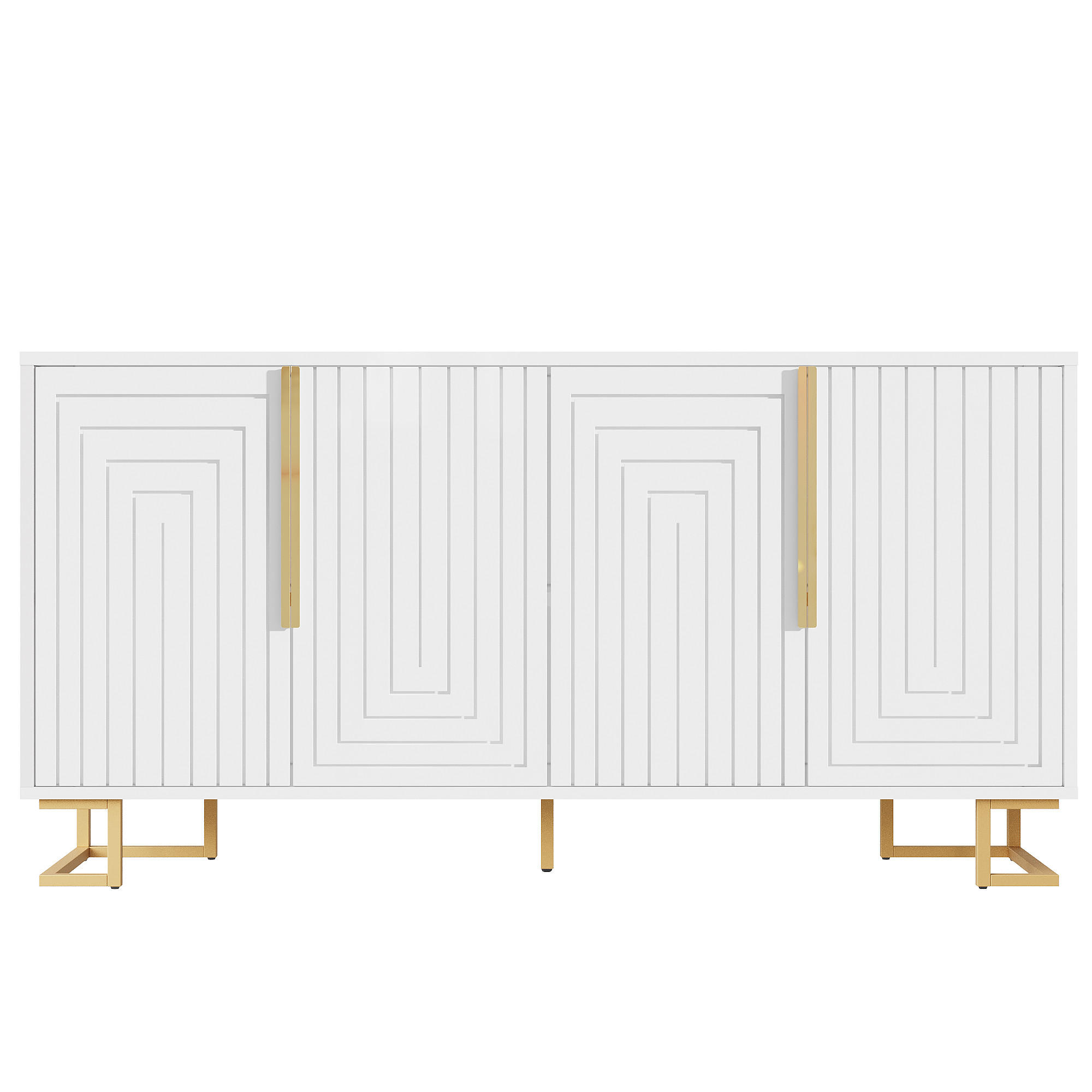 SIDEBOARD mit 3 Türen und Goldenen Akzenten Weiß - Weiß, Holzwerkstoff/Metall (152/75/40cm) - Urban Meuble
