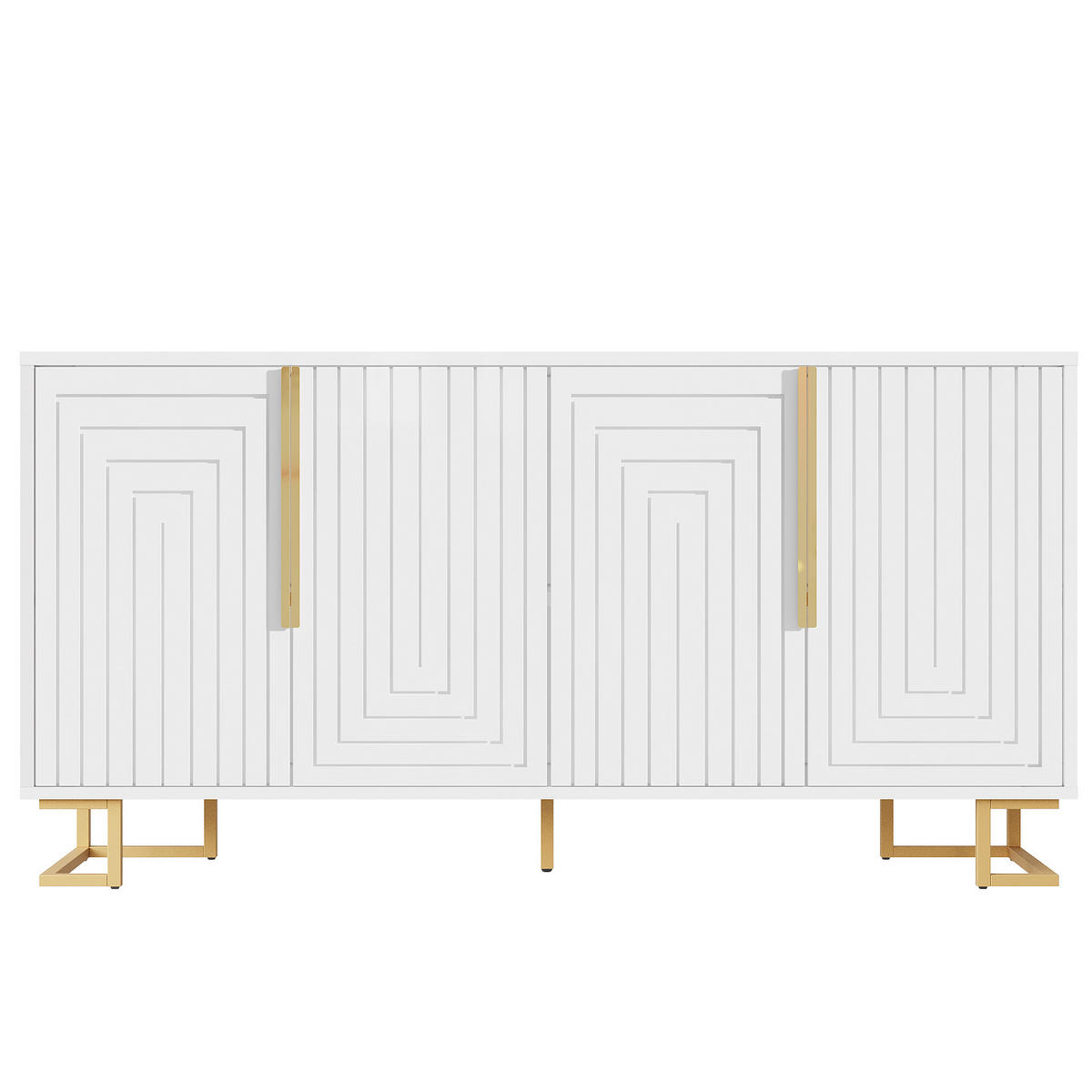 SIDEBOARD mit 3 Türen und Goldenen Akzenten Weiß - Weiß, Holzwerkstoff/Metall (152/75/40cm) - Urban Meuble