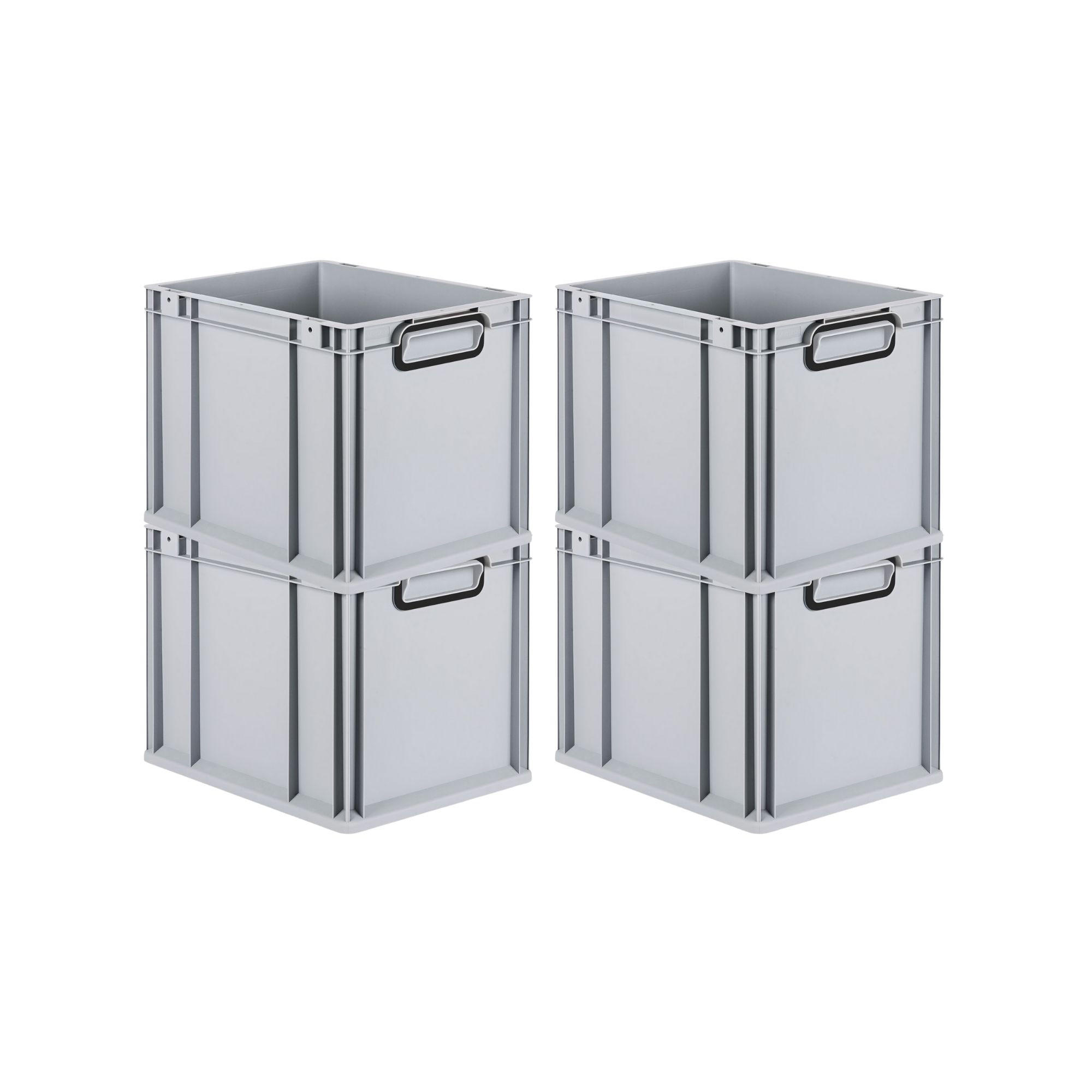 EUROBOX 4x NextGen Color 32x30x40 cm 30 Liter Griffe schwarz zu, Grau - Schwarz/Grau, Kunststoff (30/32/40cm) - PROREGAL