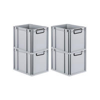 EUROBOX 4x NextGen Color 32x30x40 cm 30 Liter Griffe schwarz zu, Grau - Schwarz/Grau, Kunststoff (30/32/40cm) - PROREGAL