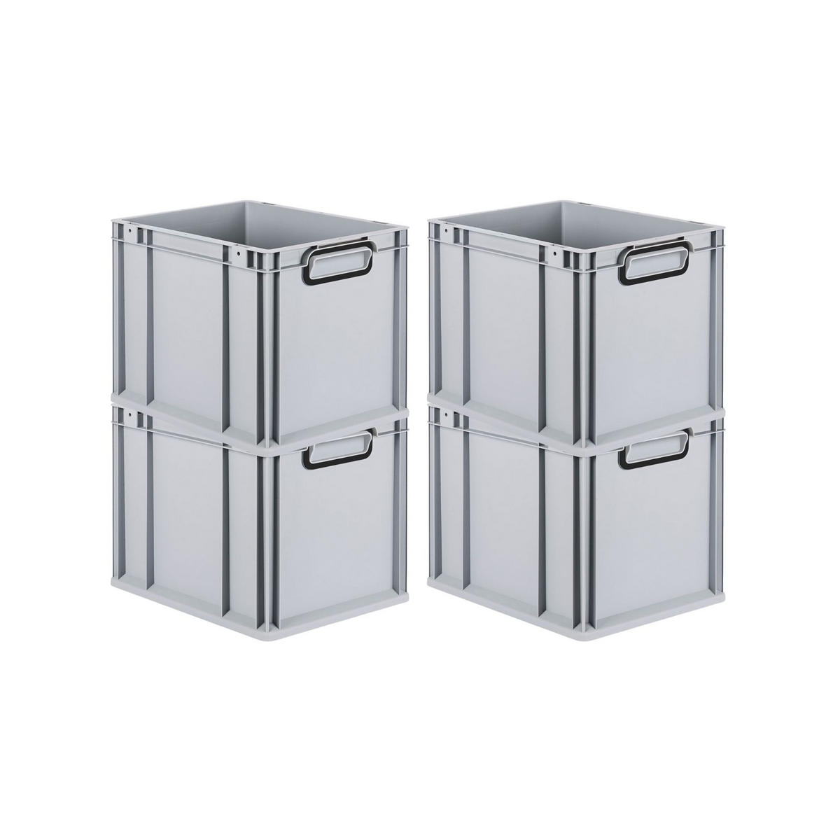 EUROBOX 4x NextGen Color 32x30x40 cm 30 Liter Griffe schwarz zu, Grau - Schwarz/Grau, Kunststoff (30/32/40cm) - PROREGAL