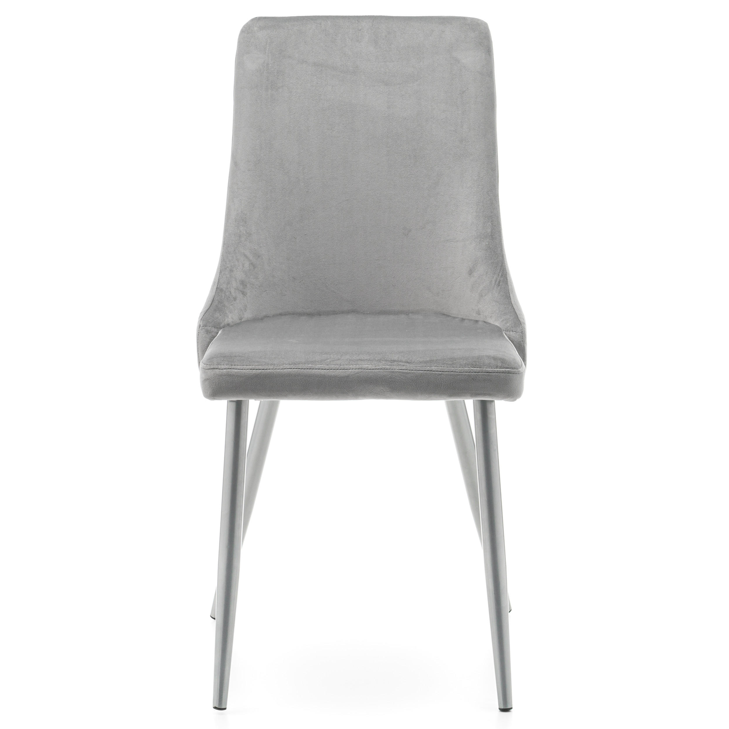 STUHL UNO gepolstert - hellgrau - Samt Velours - Silberfarben/Hellgrau, Textil/Metall (48/95/57cm) - NEW HOME