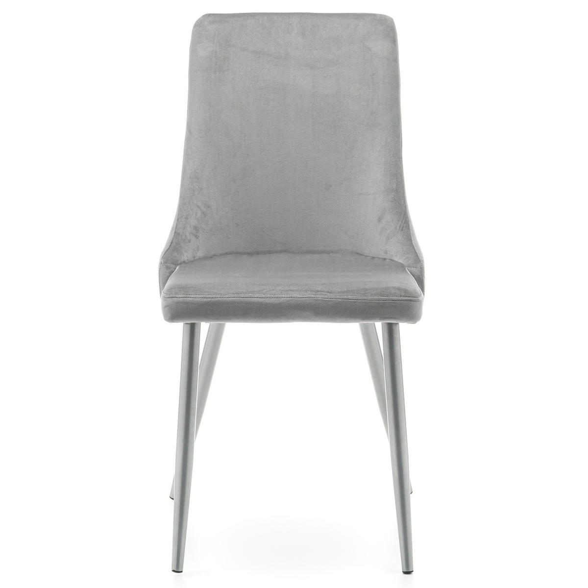 STUHL UNO gepolstert - hellgrau - Samt Velours - Silberfarben/Hellgrau, Textil/Metall (48/95/57cm) - NEW HOME
