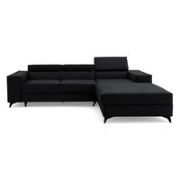 ECKSOFA PURE S Rechts mit Schlaffunktion 127x215 Velours Graphit - Graphitfarben/Schwarz, Holz/Textil (204/281cm) - Muffo