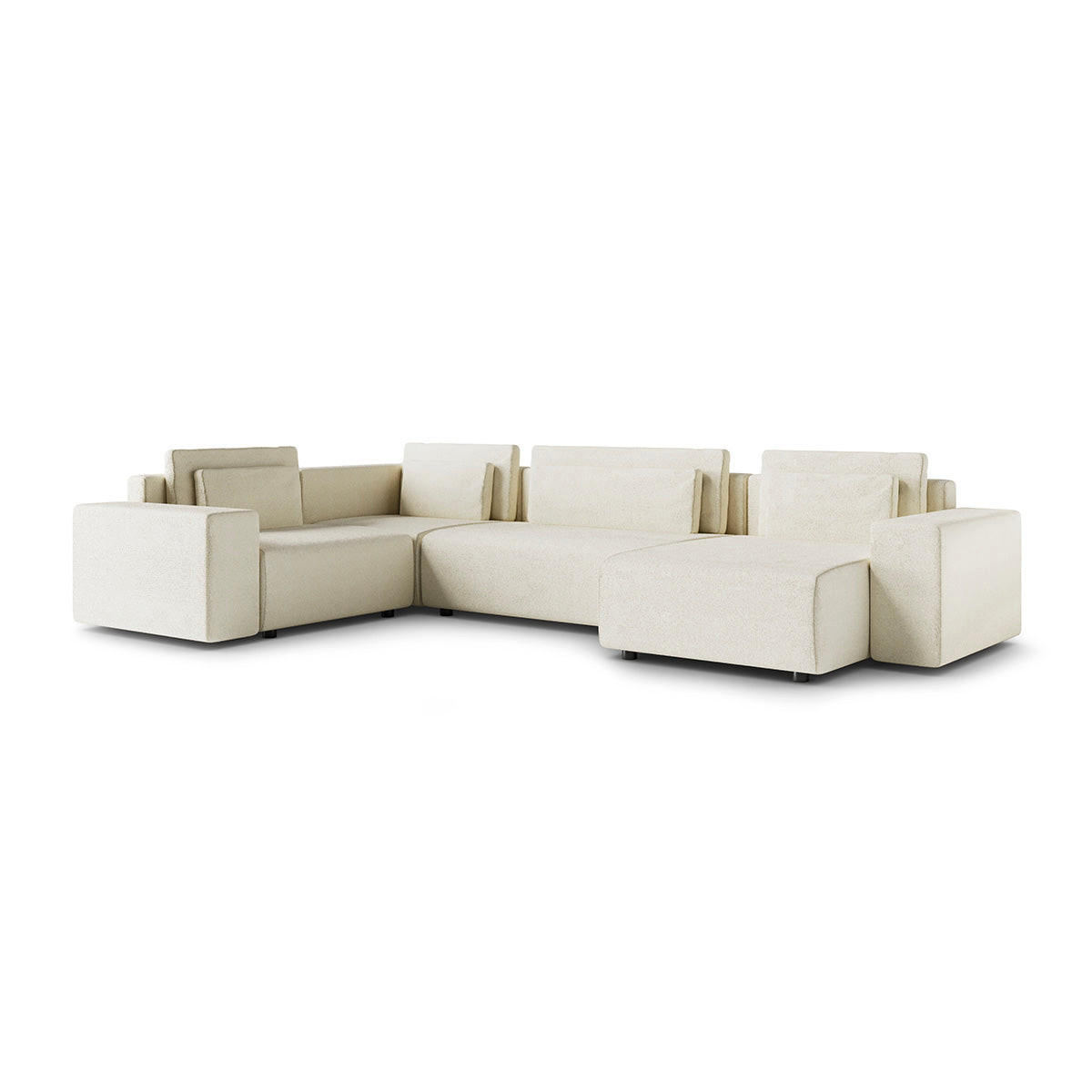 PANORAMASOFA Lorenzo 5 Sitzplätze Weiß - Weiß, Holz (378/85/236cm) - Petits-meubles